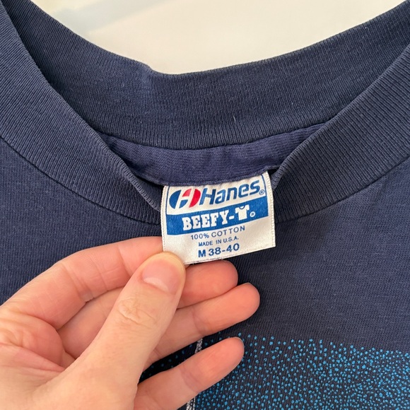 Vintage Navy Blue F-16 Graphic T-Shirt with Jet Design - Picture 2 of 6